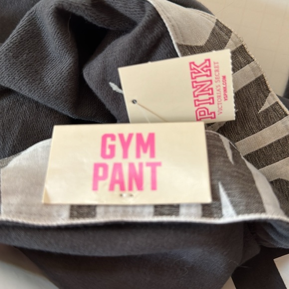 PINK Gym Pant Gray Elastic Cuffs & Waistband with Drawstring White Graphics - Picture 8 of 10